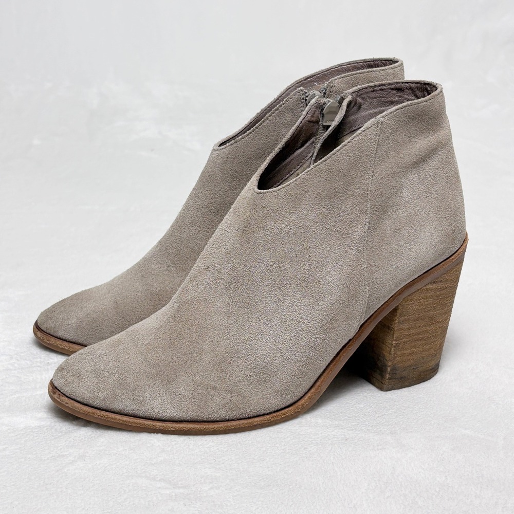 Jeffrey Campbell Hanger Taupe Suede Boots Sz 7 Western Coastal Cowgirl Heeled